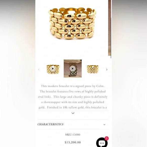 Vintage Swiss thick heavy gold plating panther link gold bracelet - 20 micron - Picture 16 of 16